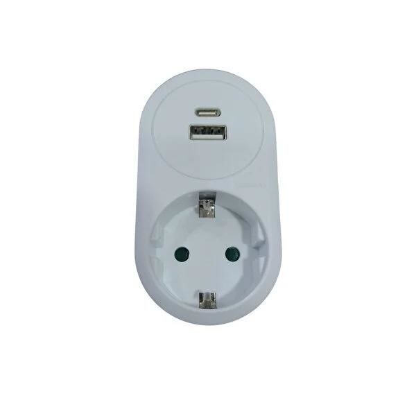 1 Lİ USB-A USB-C 5V 3.4A 16A 250V ADAPTÖR