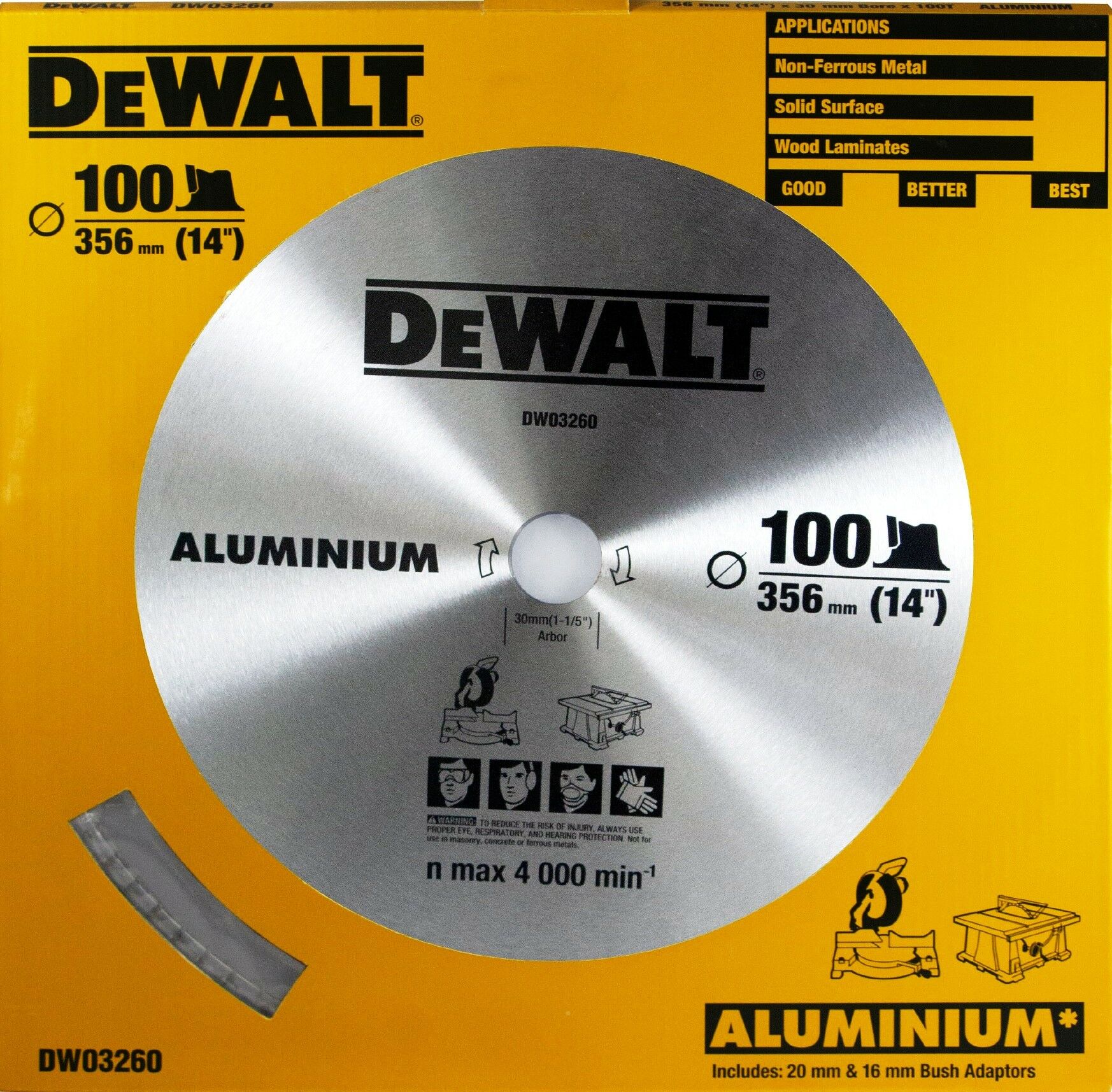 Dewalt DW03260 356X100 Elmas Testere Alüminyum Kesici