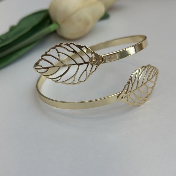 Yaprak Desenli Gold Pazuluk