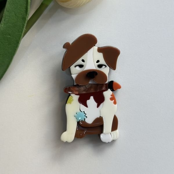 Ressam Kemik Köpek Broş