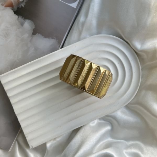 Eskitme Plaka Lastikli Bileklik Gold-Silver