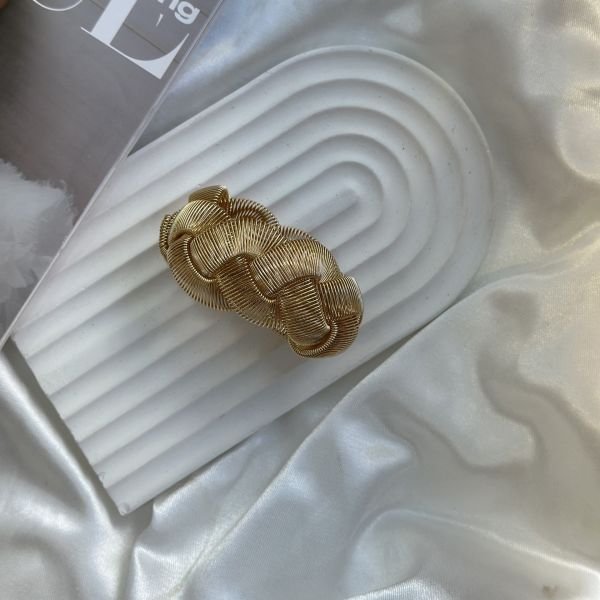 Örgü Desenli Esnek Bileklik Gold-Silver