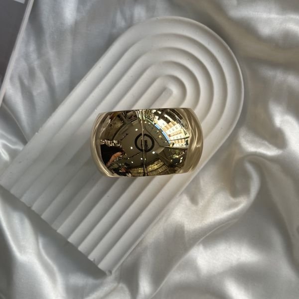 Bombeli Geniş Plaka Kelepçe Gold-Silver