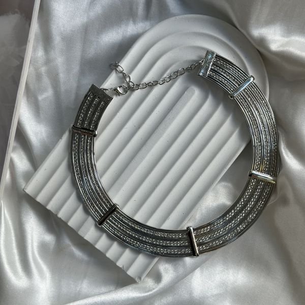 Yassı Çubuk Model Plaka Choker Kolye
