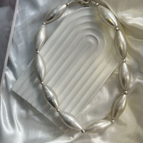 Eskitme Badem Model Plaka Kolye Gold-Silver