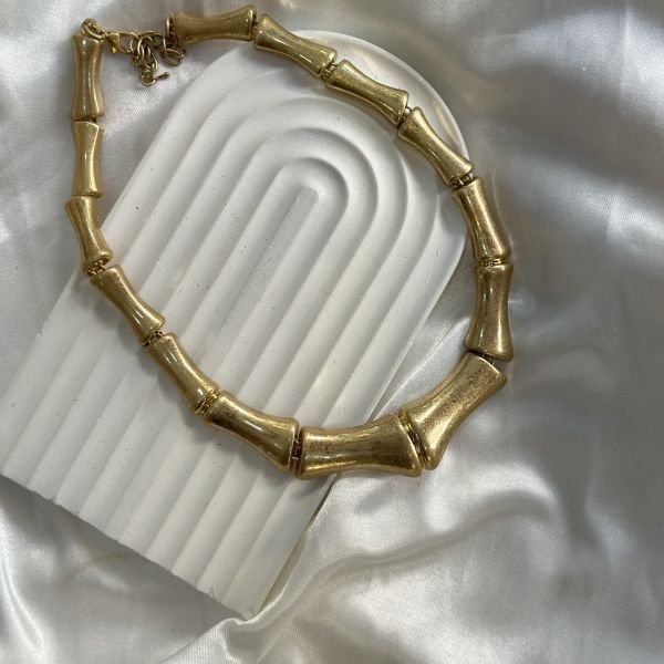Kemik Model Plaka Kolye Gold-Silver