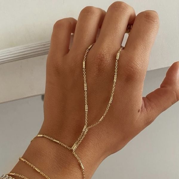 Boru Metal Detaylı Gold Zincir Şahmeran