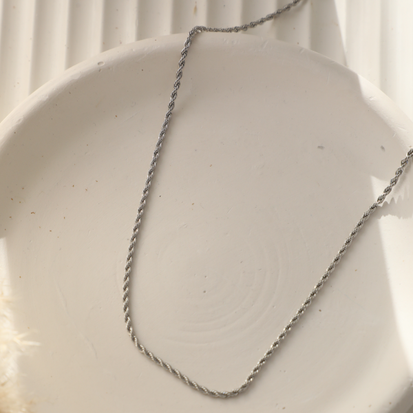 Çelik Silver Burgu Zincir Kolye (60 cm)