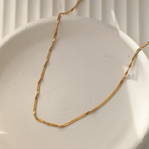 Çelik Gold Yarı Burgu Zincir (45 cm)