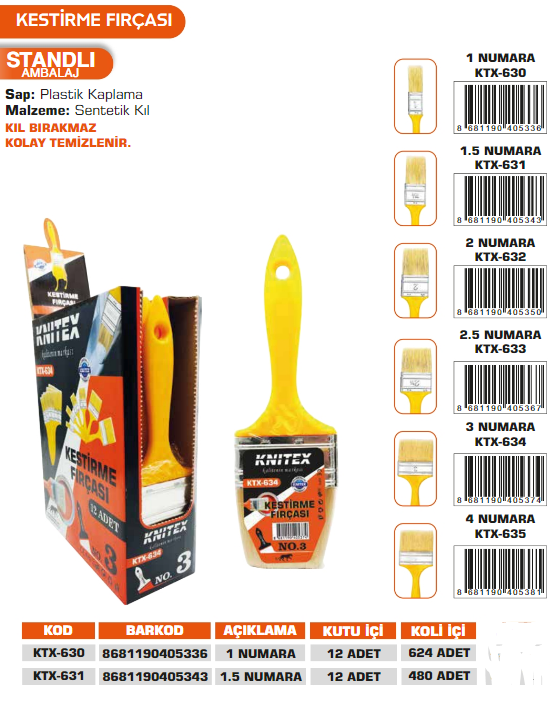 KNITEX-KESTİRME FIRÇASI NO 1''1/2'' KTX-631