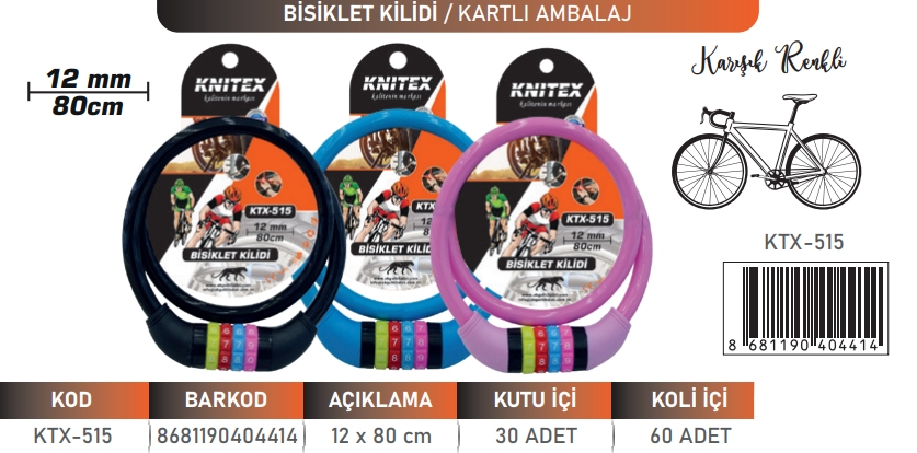 KNITEX-H-1 MOTOR KİLİDİ 12*80 CM ŞİFRELİ KALIN