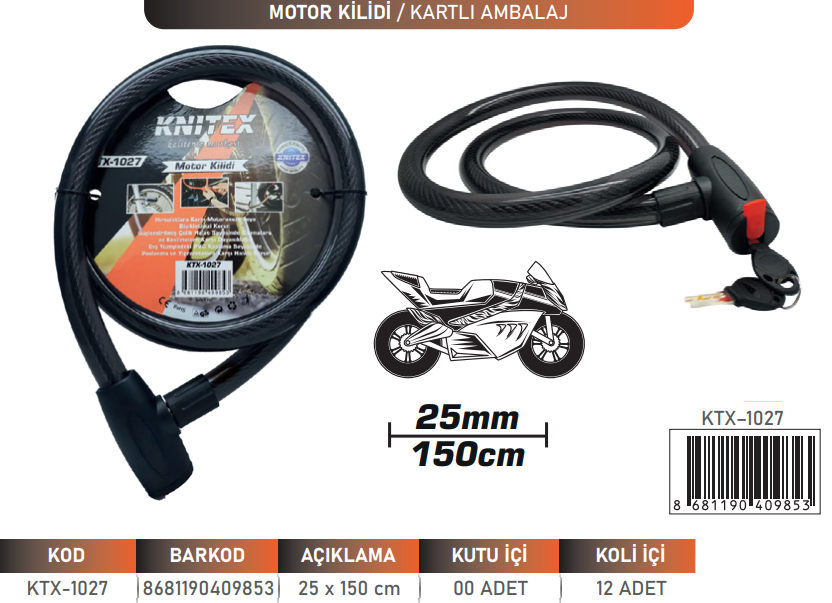 KNITEX-E11 BÜYÜK MOTOR KİLİDİ KALIN 24*150 CM KTX-1027