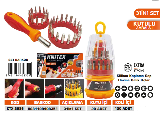 KNITEX-31 PARÇA TORNAVİDA SETİ KTX-2686