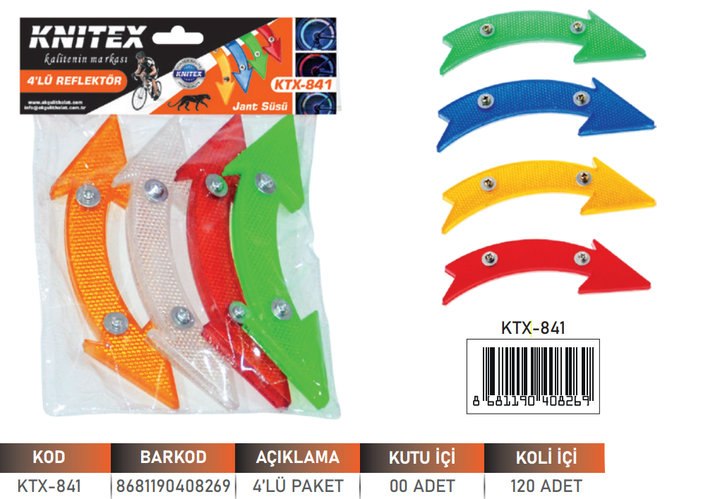 KNITEX-G 16 BİSİKLET REFLEKTÖR 4 LÜ KTX-841