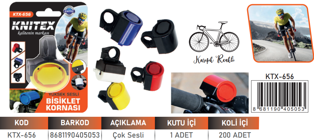 KNITEX-PİLLİ BİSİKLET KORNASI VKM KTX-656
