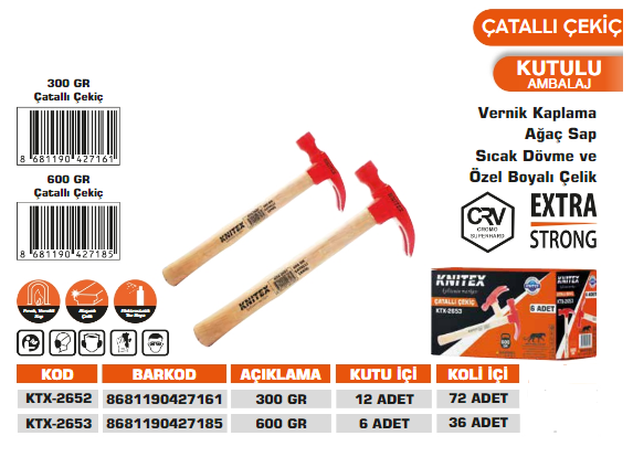 KNITEX-ÇATALLI ÇEKİÇ 300 GR KTX-2652