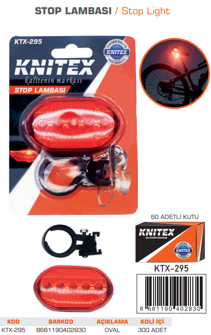 KNITEX-J21 ARKA STOP FENERİ OVAL J-RT08 KTX-295