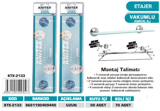 KNITEX-F15 METAL KROM ETAJER KTX-2133