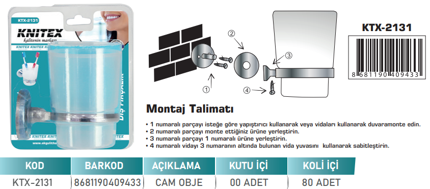 KNITEX-S-6 METAL DİŞ FIRÇALIK KTX-2131
