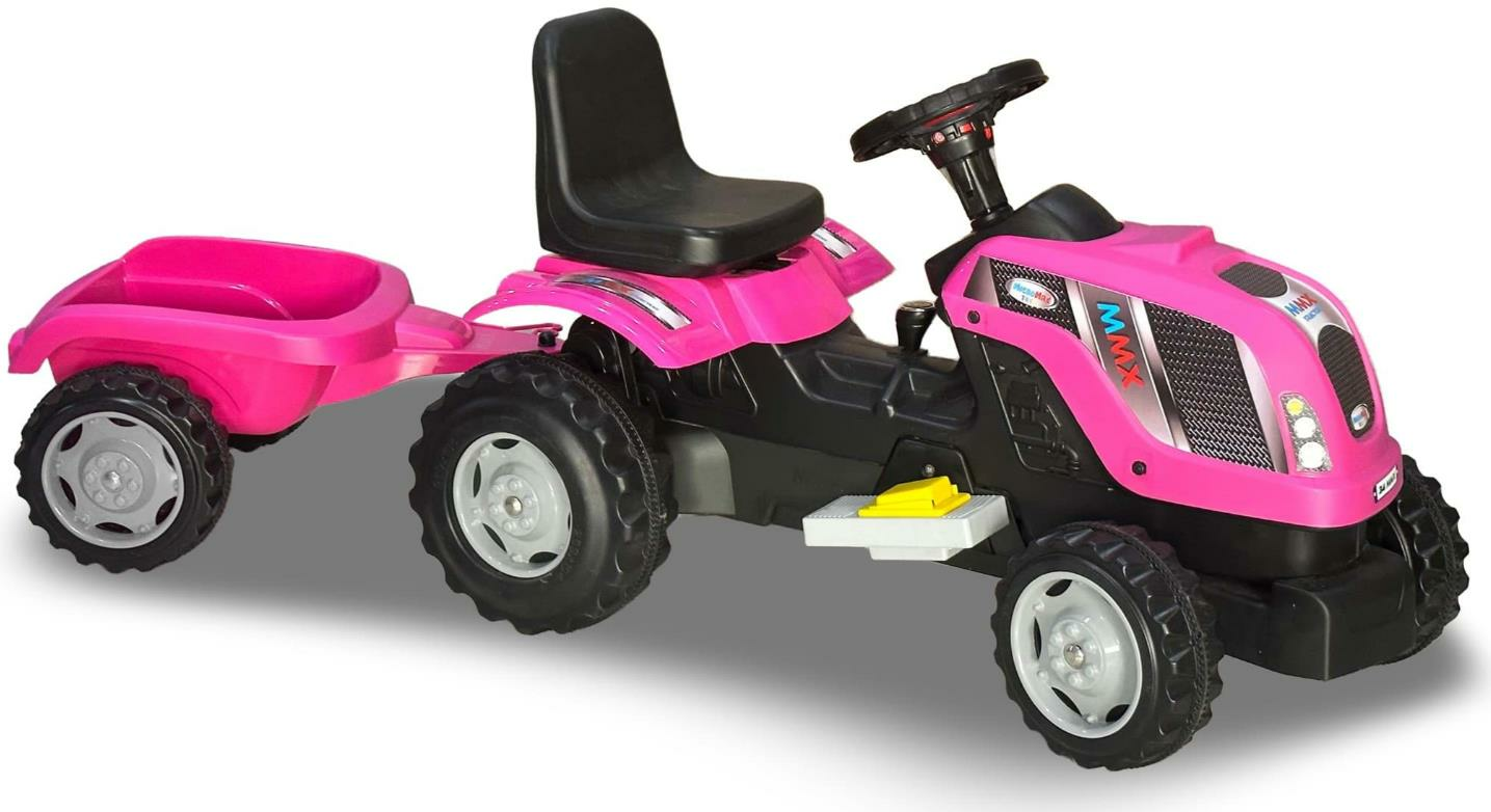 MMX-RÖMORKLU 6 VOLT AKÜLÜ PEMBE TRAKTÖR