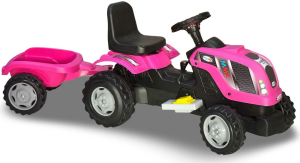 MMX-RÖMORKLU 6 VOLT AKÜLÜ PEMBE TRAKTÖR
