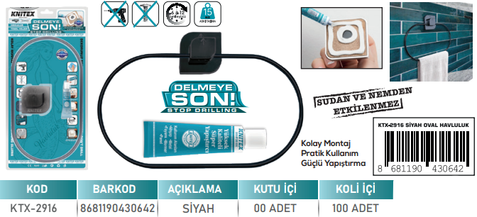 KNITEX-SİYAH OVAL HAVLULUK VKM