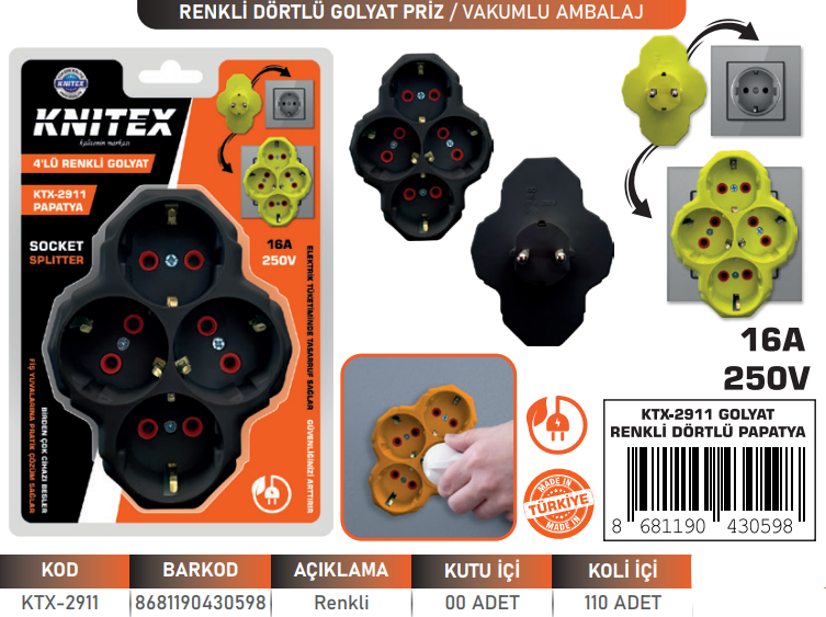 KNITEX-4'LÜ GÖLYAT RENKLİ VKM