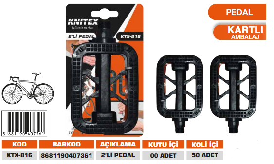 KNITEX-BİSİKLET PEDALI KARE KTX-816