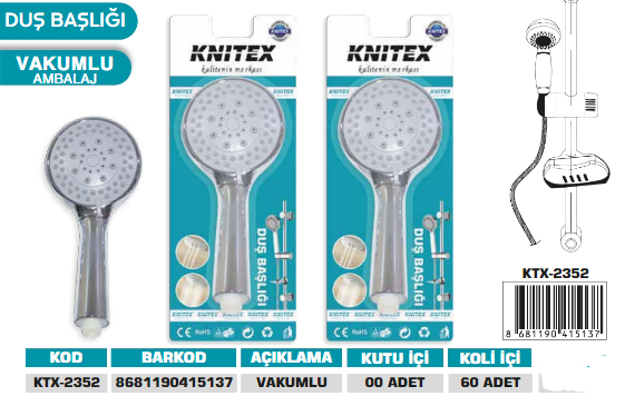 KNITEX-DUŞ BAŞLIĞI FONK VAKUMLU KTX-2352