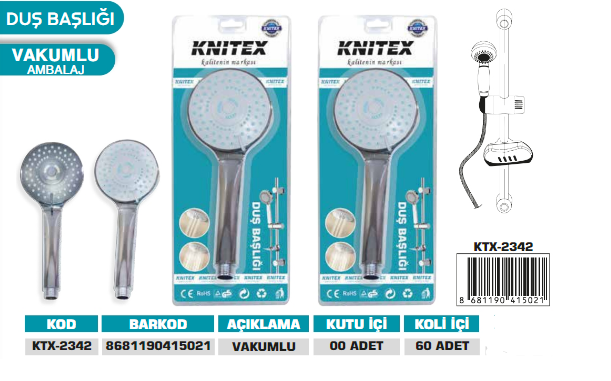 KNITEX-DUŞ BAŞLIĞI FONK VAKUMLU KTX-2342