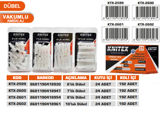 KNITEX-10'LUK DÜBEL KTX-2602