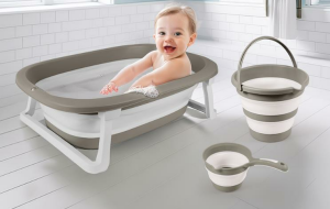 DOLU-KATLANABİLİR 3 LÜ BEBEK BANYO SETİ STONE GRİ