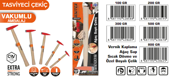 KNITEX-VKM 300 GR TAHTA SAPLI ÇEKİÇ KTX-2735