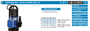 CATPOWER-662-  DALGIÇ POMPA,KİRLİ SU 900 W 14 TON