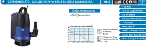 CATPOWER-673- DALGIÇ POMPA KİRLİ SU 750 W GİZLİ ŞAMANDIRALI
