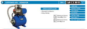 CATPOWER-691- HİDROFOR POMPA, 1200 W3.8 TON/SAAT