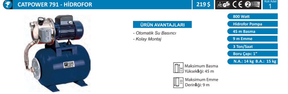 CATPOWER-791-HİDROFOR 800 W 50 LT/DAK