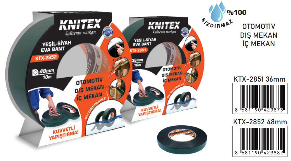 KNITEX-36MM*10M YEŞİL-SİYAH EVA BANT KTX-2851