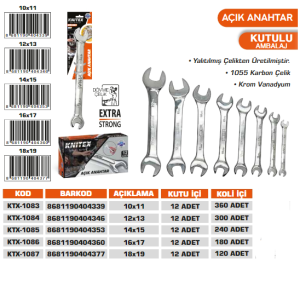 KNITEX-AÇIK AĞIZ ANAHTAR KALİTELİ 18*19 KTX-1087