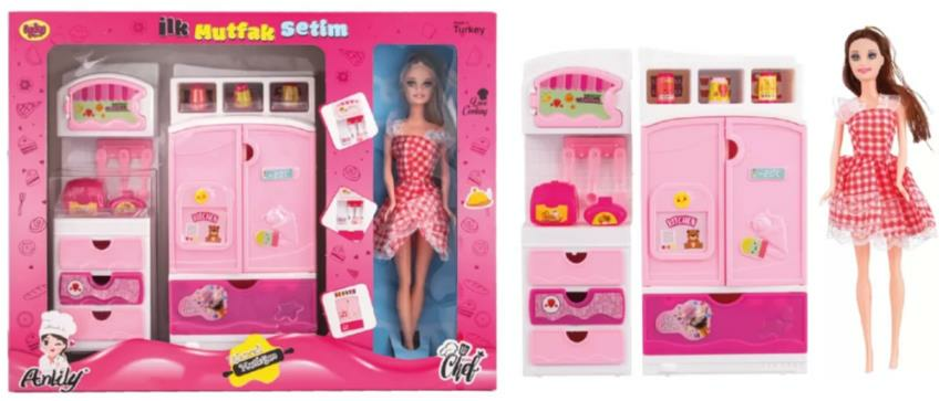 OYDAŞ-ILK MUTFAK SETIM 2LI DUZDOLABI CEKMECE BEBEKLI*14