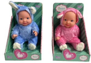 GLOBAL-SEVİMLİ SESLİ BEBEK ROZA TAVŞAN FİGÜRLÜ*96