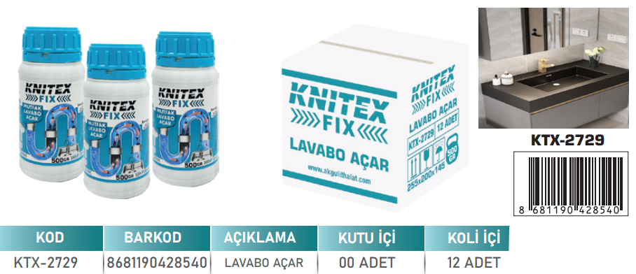 KNITEX-LAVABO AÇAR 500 GR KTX-2729