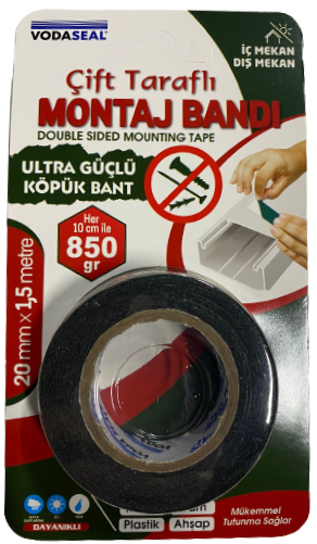 NM-ÇIFT TARAFLI KÖPÜK MONTAJ BANDI 20MM X 1.5 MT - GRİ