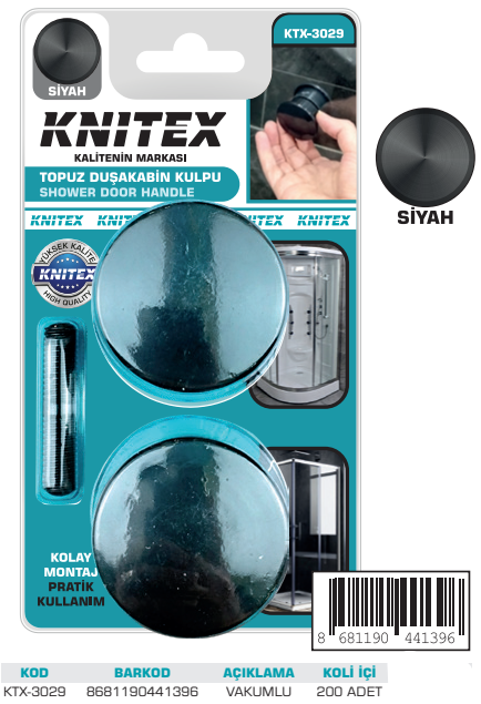 KNITEX-Z-11 DUŞ KABİNİ SİYAH TOPUZ KULP