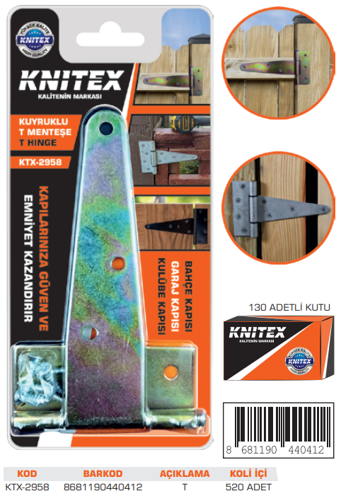 KNITEX-B-5 KUYRUKLU T MENTEŞE NO:5