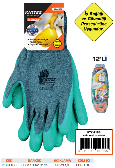 KNITEX-A-2 ELDİVEN GRİ-YEŞİL