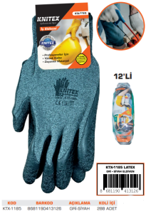 KNITEX-A-2 LATEX ELDİVEN GRİ-SİYAH