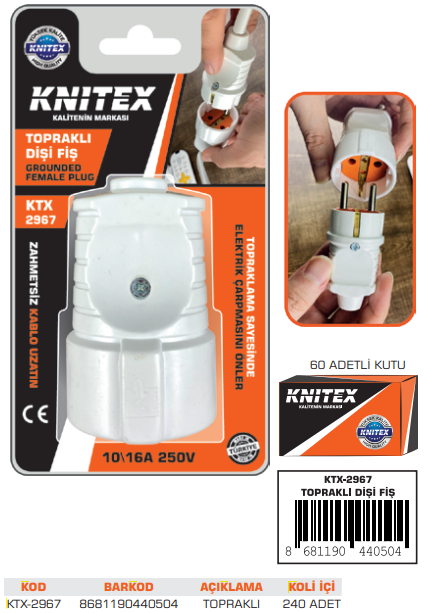KNITEX-Z-4 TOPRAKLI DİŞİ FİŞ