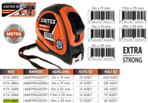 KNITEX-5 K-1KAUÇUKLU METRE 10M*25MM KTX-2887
