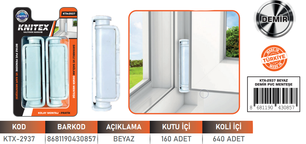 KNITEX-B-5 LUX METAL BEYAZ MENTEŞE VKM